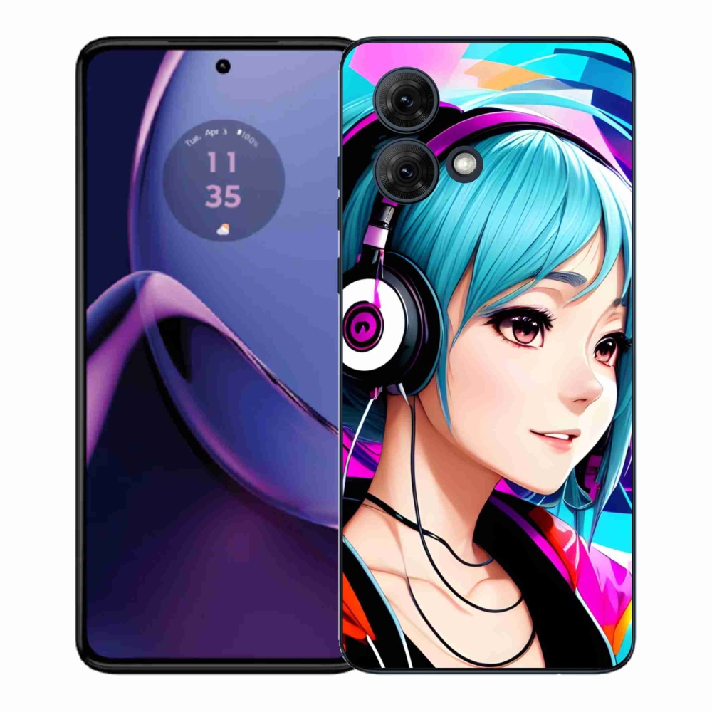Gélový kryt mmCase na Motorola Moto G84 5G - dievča so slúchadlami