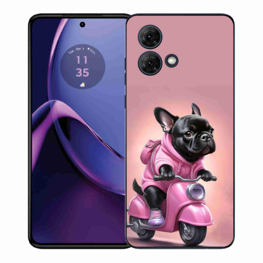 Gélový kryt mmCase na Motorola Moto G84 5G - francúzsky buldoček na skútri