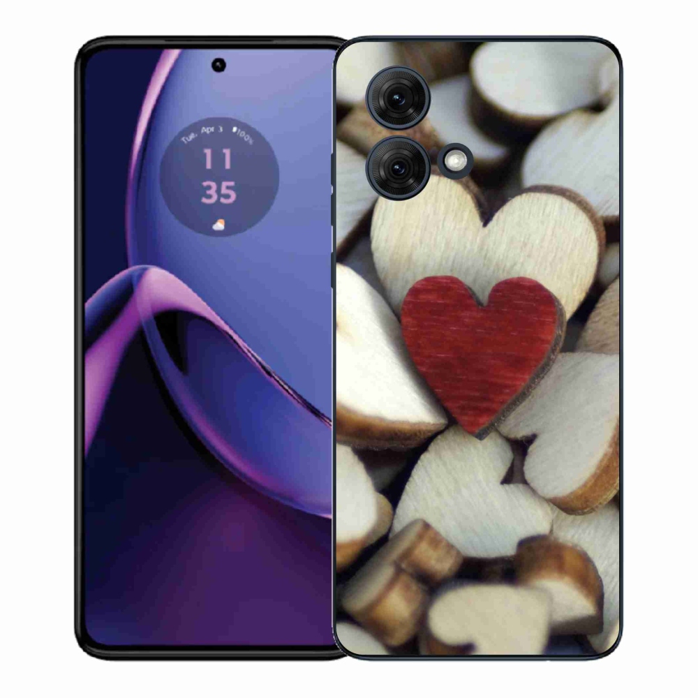 Gélový kryt mmCase na Motorola Moto G84 5G - gravírované červené srdce