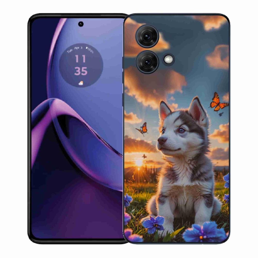 Gélový kryt mmCase na Motorola Moto G84 5G - husky pri západe slnka