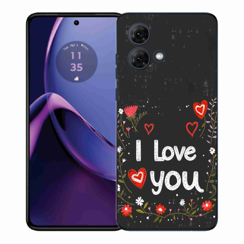 Gélový kryt mmCase na Motorola Moto G84 5G - I love you čierne pozadie
