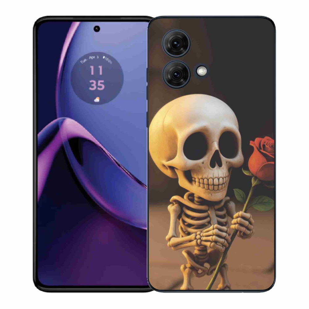 Gélový kryt mmCase na Motorola Moto G84 5G - kostlivec s ružou