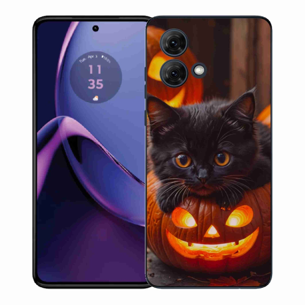 Gélový kryt mmCase na Motorola Moto G84 5G - mačiatko a tekvica