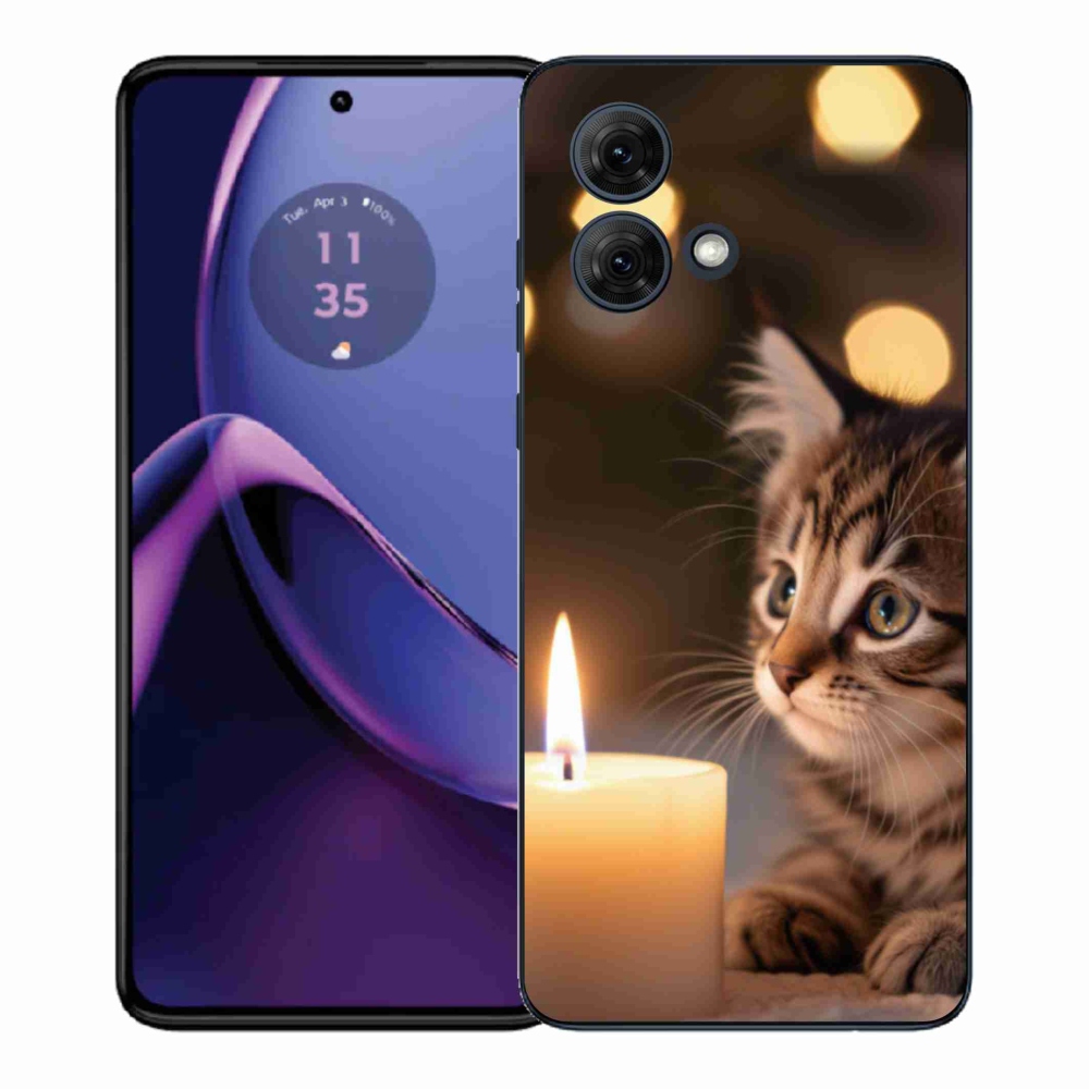 Gélový kryt mmCase na Motorola Moto G84 5G - mačiatko a sviečka