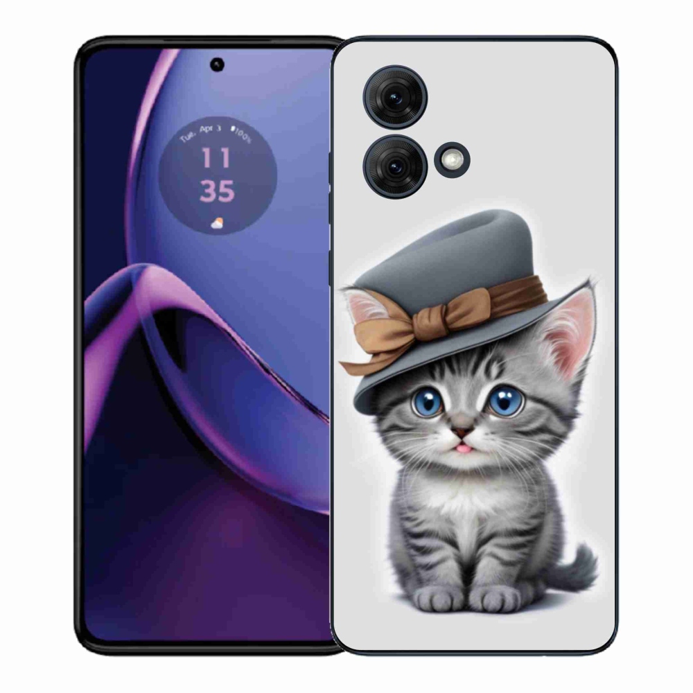 Gélový kryt mmCase na Motorola Moto G84 5G - mačiatko s klobúkom