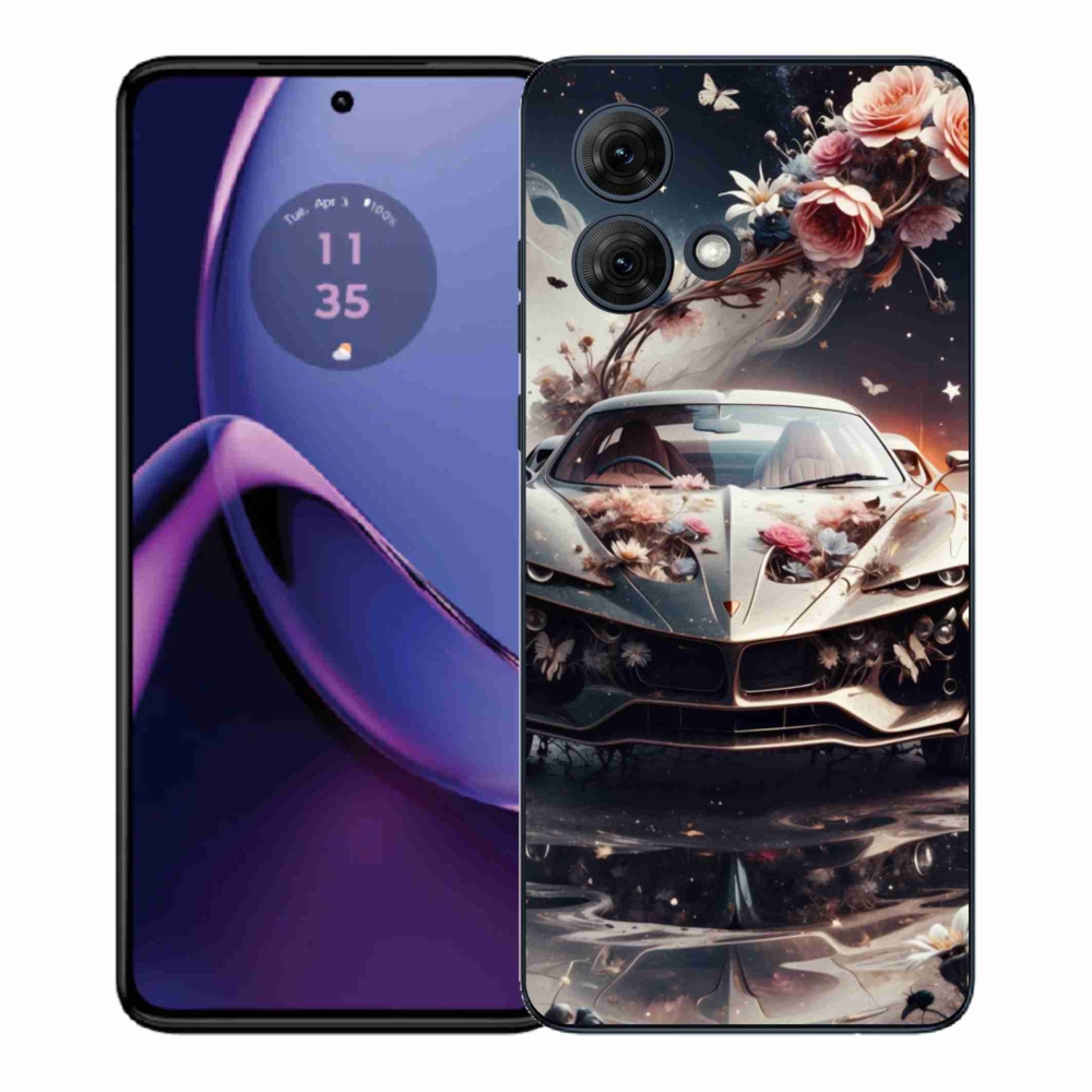 Gélový kryt mmCase na Motorola Moto G84 5G - kvetinový športový automobil
