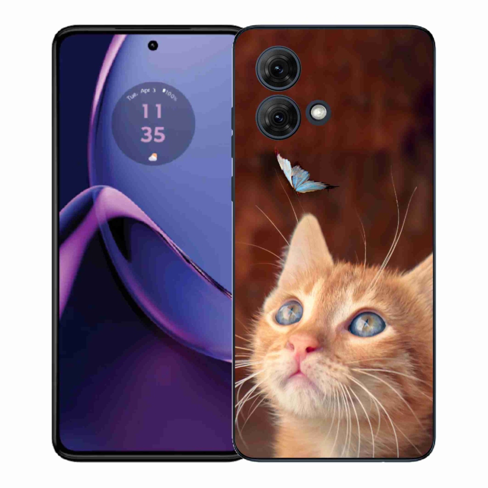Gélový kryt mmCase na Motorola Moto G84 5G - motýľ a mačiatko