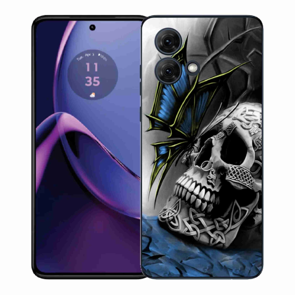 Gélový kryt mmCase na Motorola Moto G84 5G - motýľ a lebka