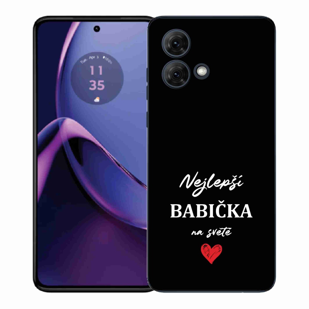 Gélový kryt mmCase na Motorola Moto G84 5G - najlepšia babička 1 čierne pozadie