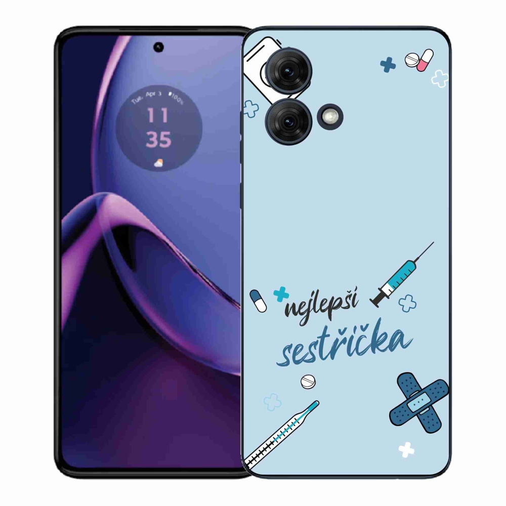 Gélový kryt mmCase na Motorola Moto G84 5G - najlepšia sestrička modré pozadie