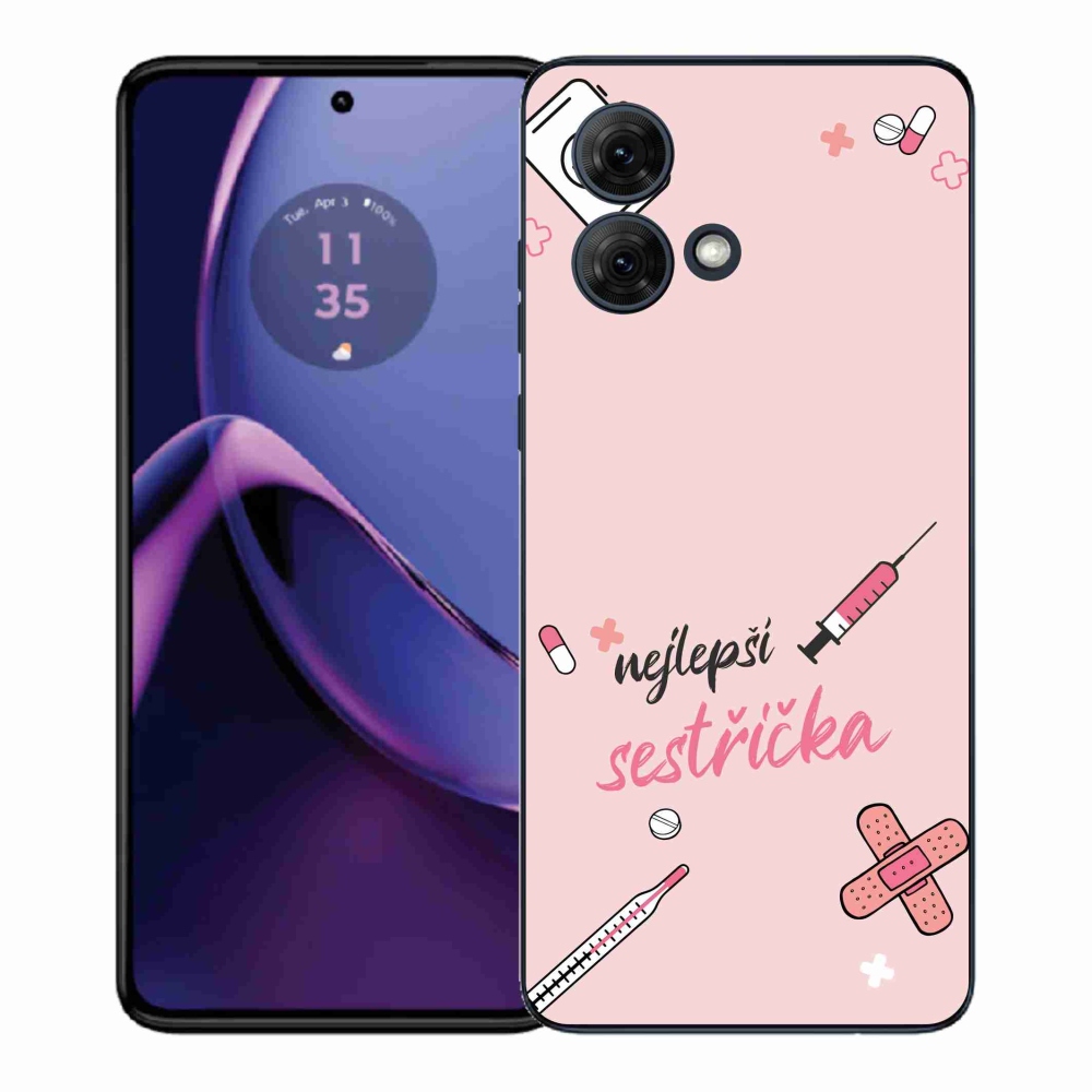 Gélový kryt mmCase na Motorola Moto G84 5G - najlepšia sestrička ružové pozadie
