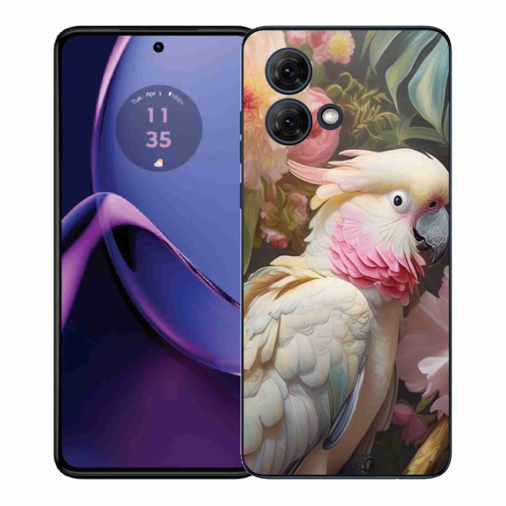 Gélový kryt mmCase na Motorola Moto G84 5G - papagáj kakadu ružový 2