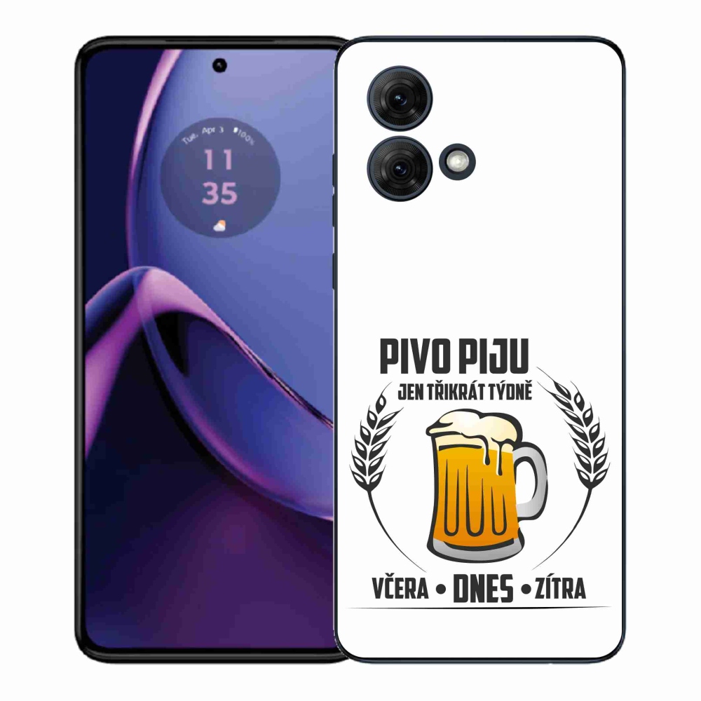 Gélový kryt mmCase na Motorola Moto G84 5G - pivný motív biele pozadie