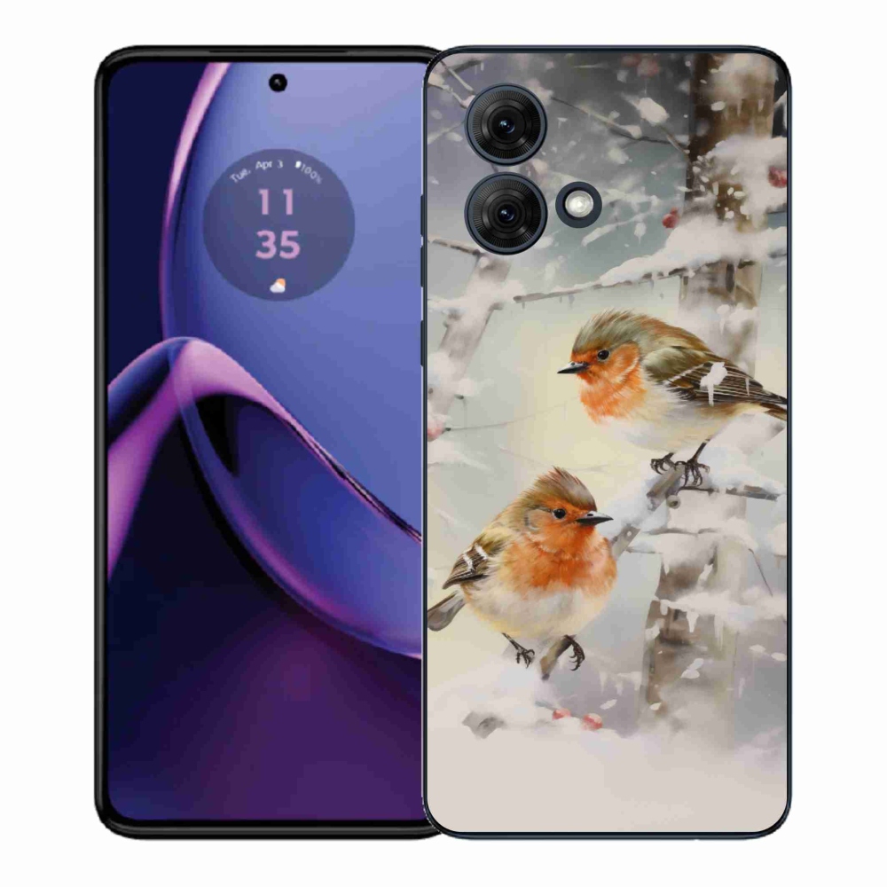 Gélový kryt mmCase na Motorola Moto G84 5G - vtáčiky v zime