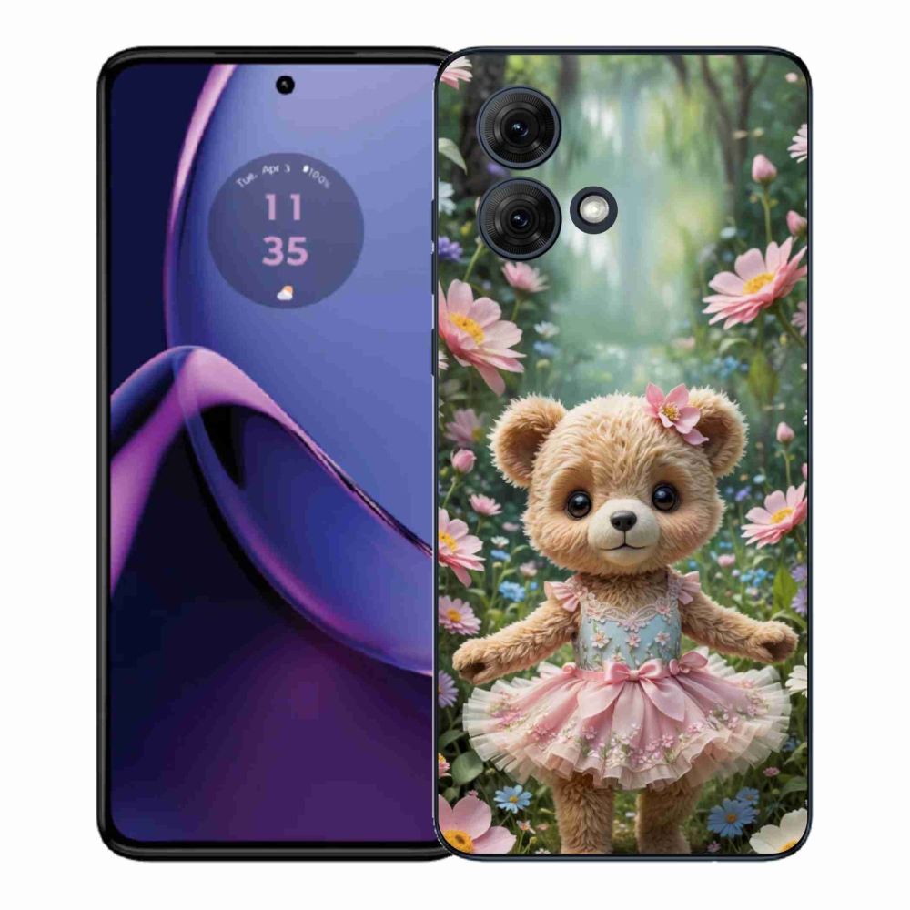 Gélový kryt mmCase na Motorola Moto G84 5G - roztomilý medvedík v kvetoch