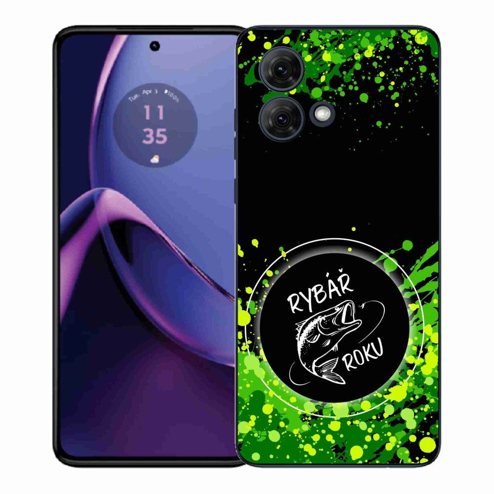Gélový kryt mmCase na Motorola Moto G84 5G - rybár roka čierne pozadie
