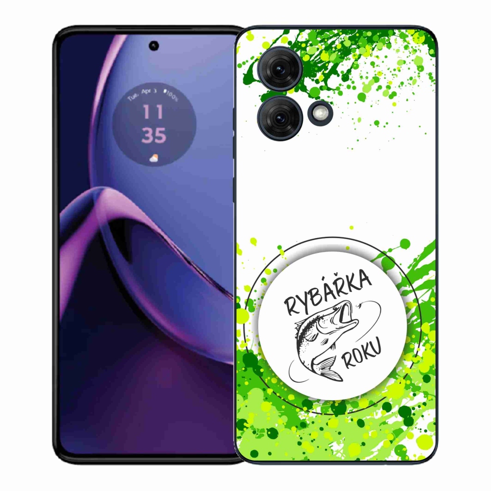 Gélový kryt mmCase na Motorola Moto G84 5G - rybárka roku biele pozadie