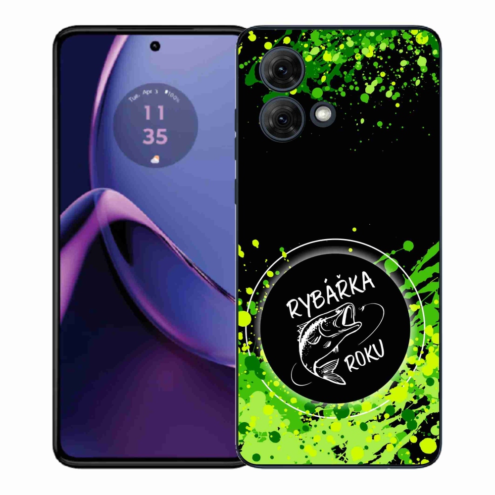 Gélový kryt mmCase na Motorola Moto G84 5G - rybárka roku čierne pozadie