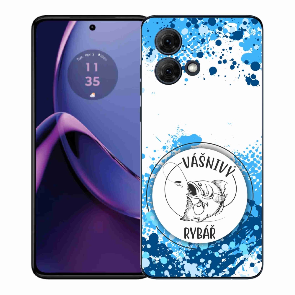 Gélový kryt mmCase na Motorola Moto G84 5G - vášnivý rybár biele pozadie