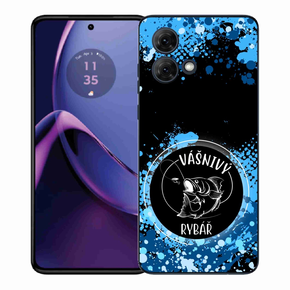 Gélový kryt mmCase na Motorola Moto G84 5G - vášnivý rybár čierne pozadie