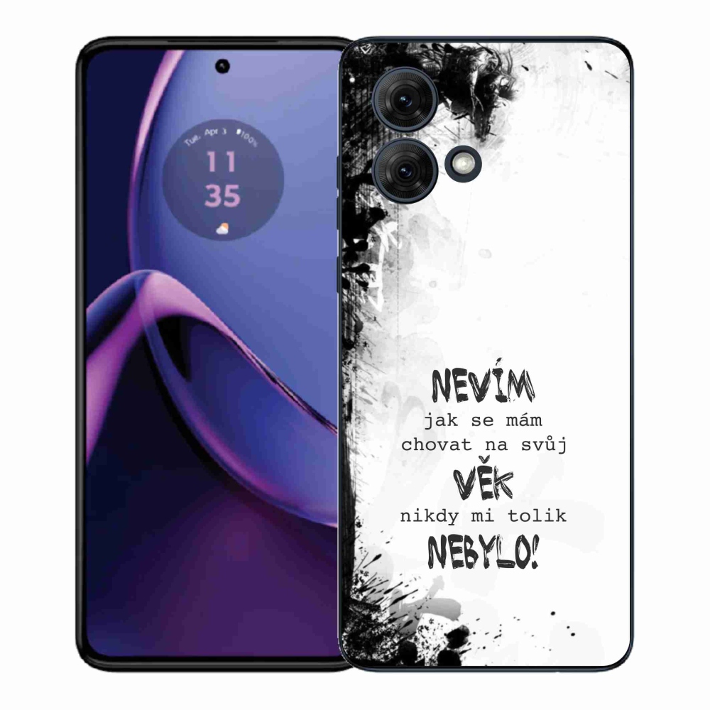Gélový kryt mmCase na Motorola Moto G84 5G - vtipný text 14 biele pozadie