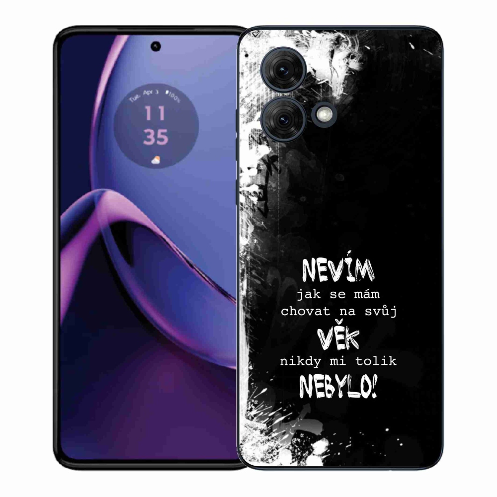 Gélový kryt mmCase na Motorola Moto G84 5G - vtipný text 14 čierne pozadie
