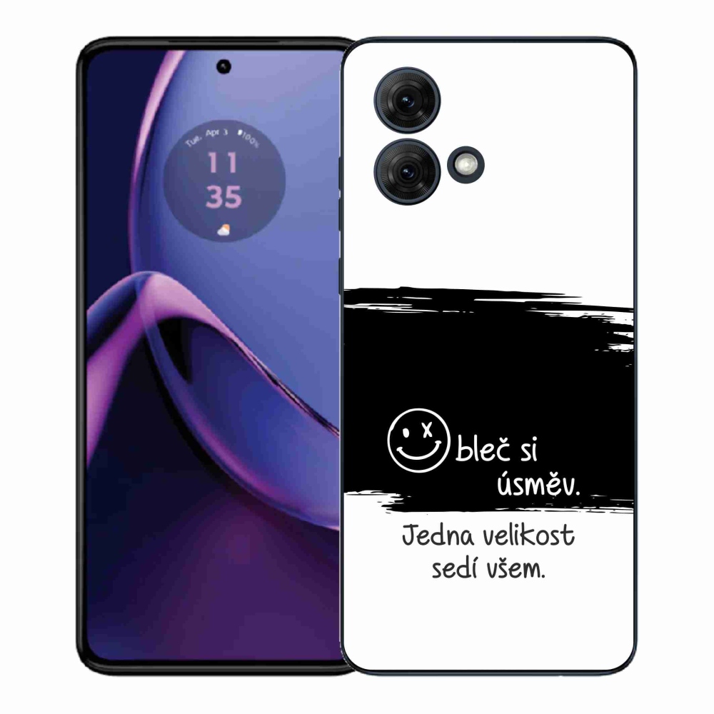 Gélový kryt mmCase na Motorola Moto G84 5G - vtipný text 8 čiernobiele pozadie