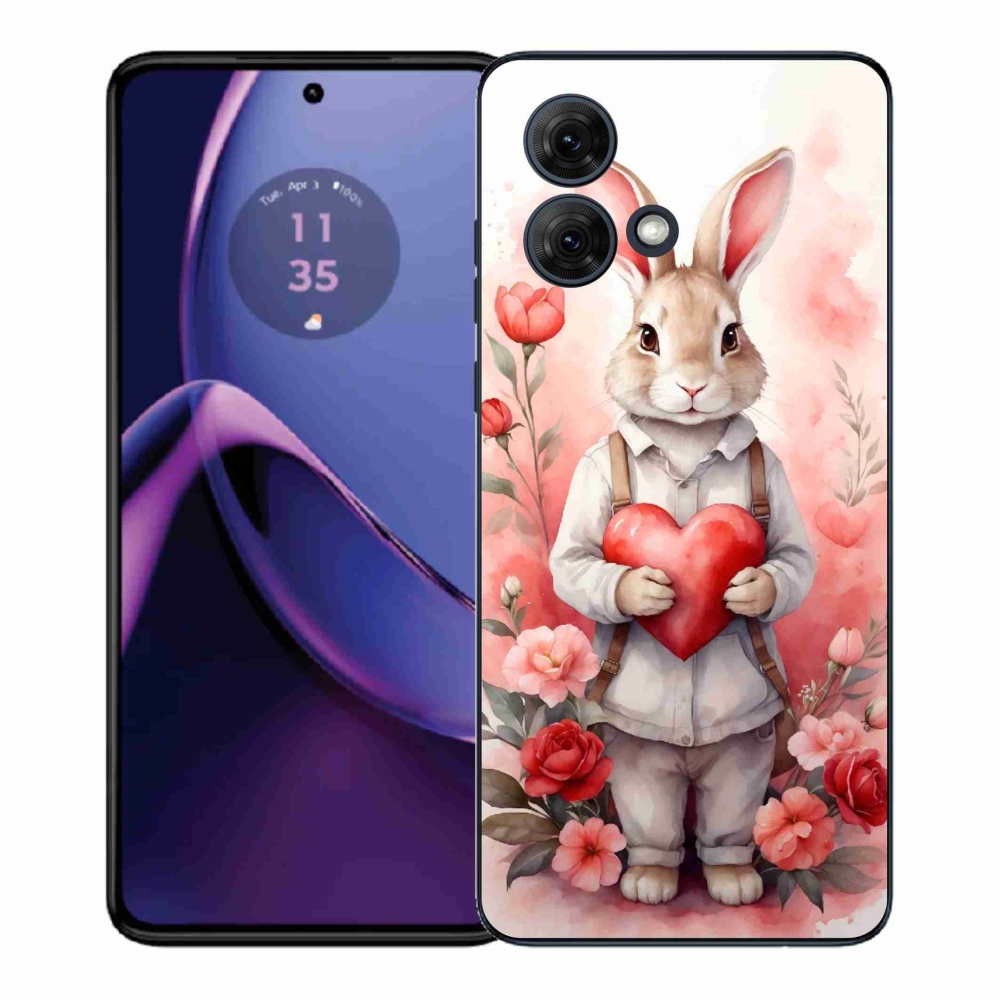 Gélový kryt mmCase na Motorola Moto G84 5G - zajac so srdiečkom