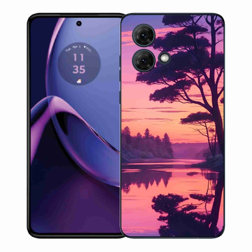 Gélový kryt mmCase na Motorola Moto G84 5G - západ slnka nad jazerom