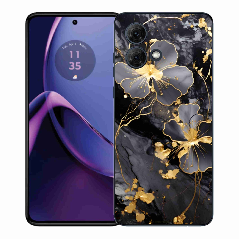 Gélový kryt mmCase na Motorola Moto G84 5G - zlaté kvety