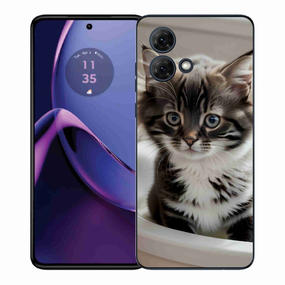 Gélový kryt mmCase na Motorola Moto G84 5G - zvedavé mačiatko