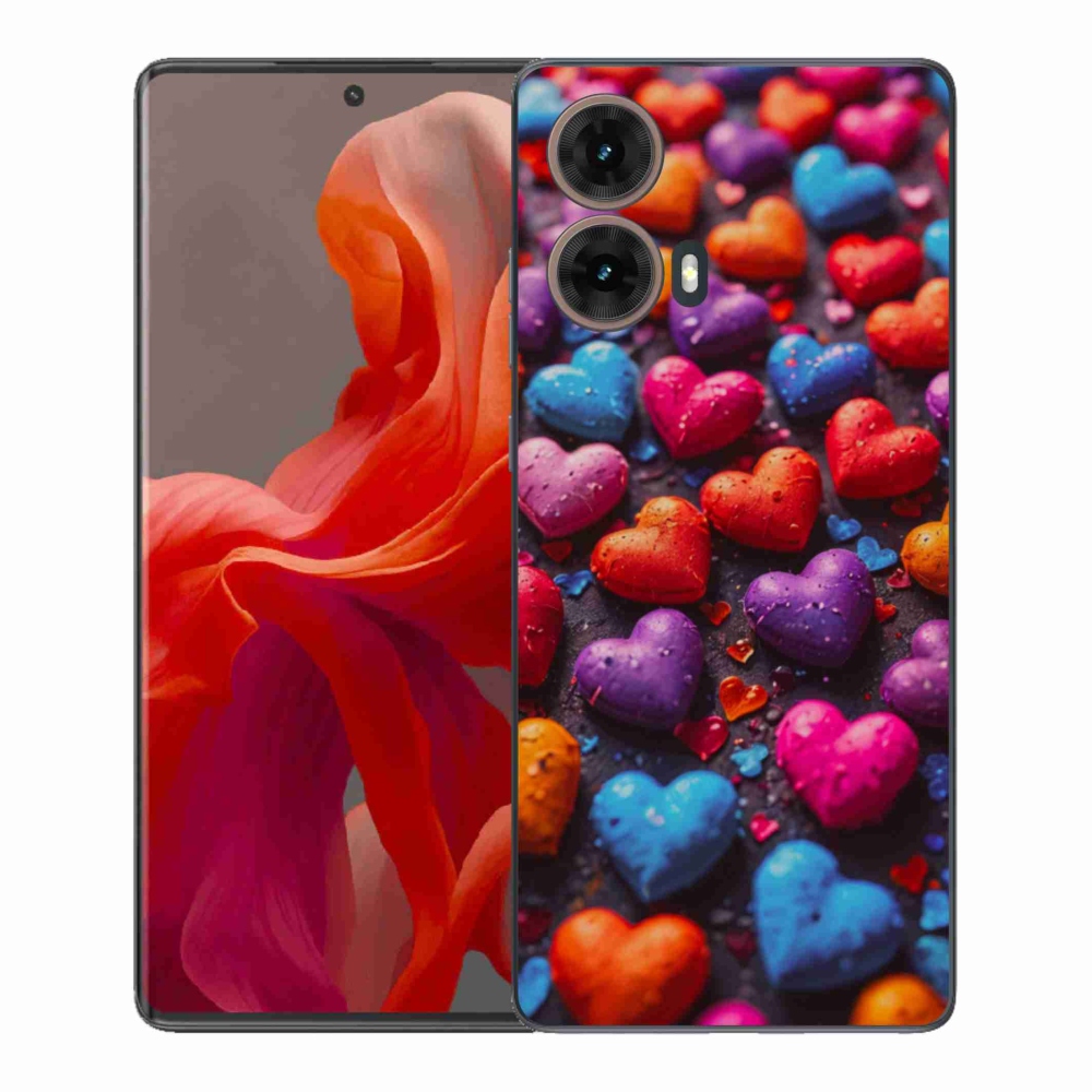 Gélový kryt mmCase na Motorola Moto G85 5G - farebné srdcia