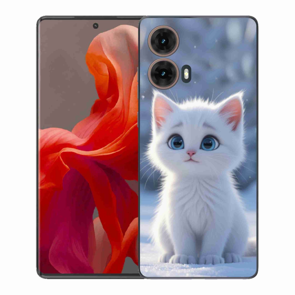 Gélový kryt mmCase na Motorola Moto G85 5G - biele mačiatko 3
