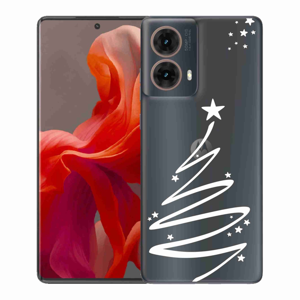 Gélový kryt mmCase na Motorola Moto G85 5G - biely stromček na priehľadnom pozadí