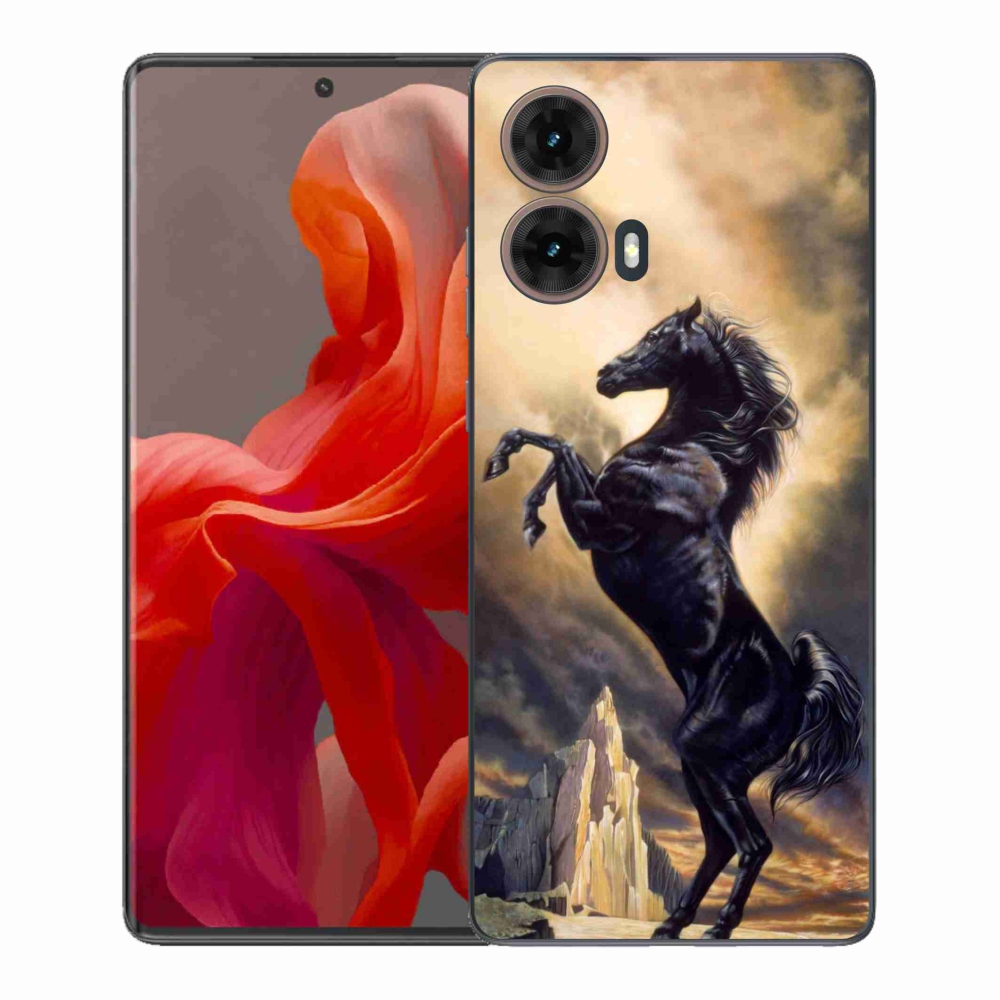 Gélový kryt mmCase na Motorola Moto G85 5G - čierny kreslený kôň