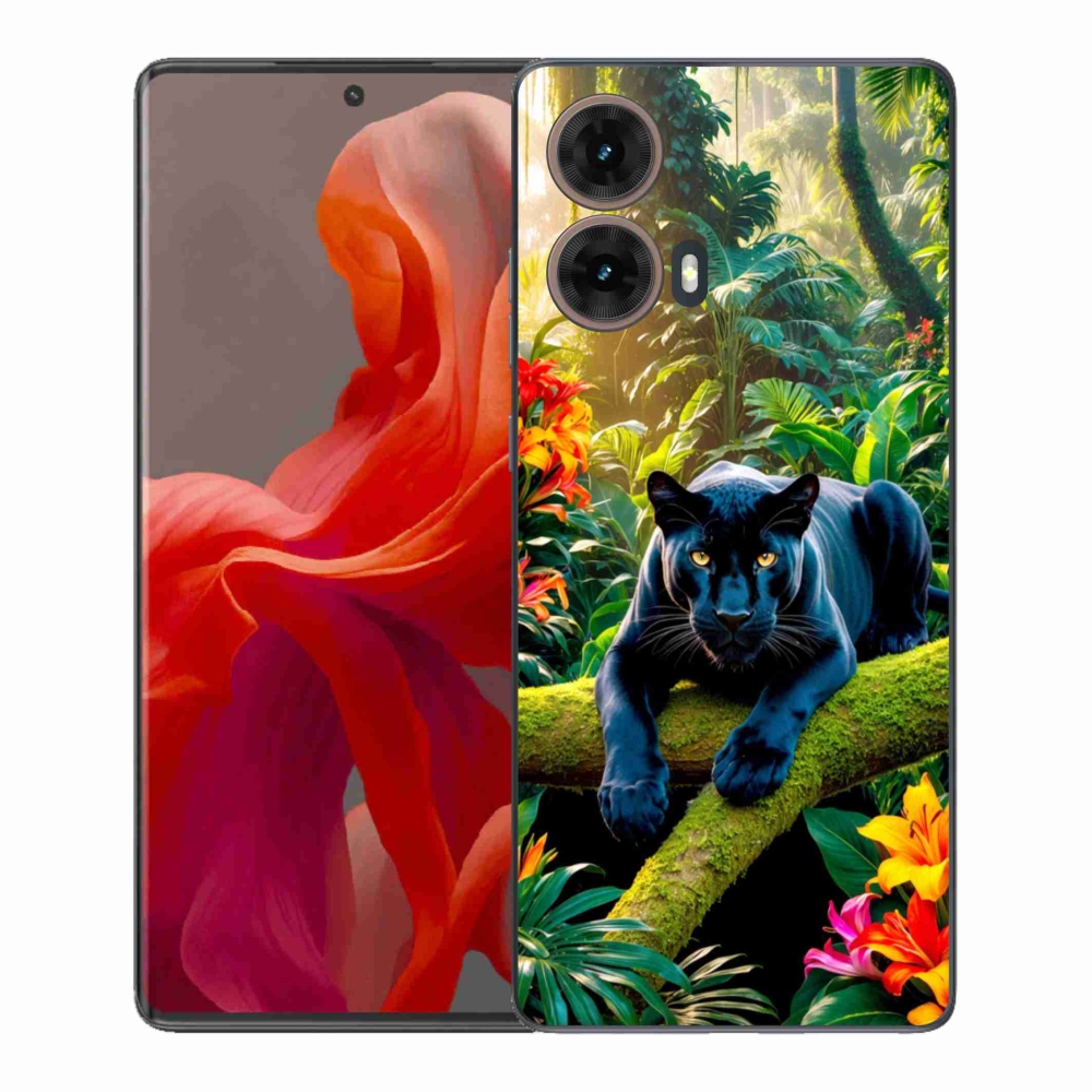 Gélový kryt mmCase na Motorola Moto G85 5G - čierny panter v džungli