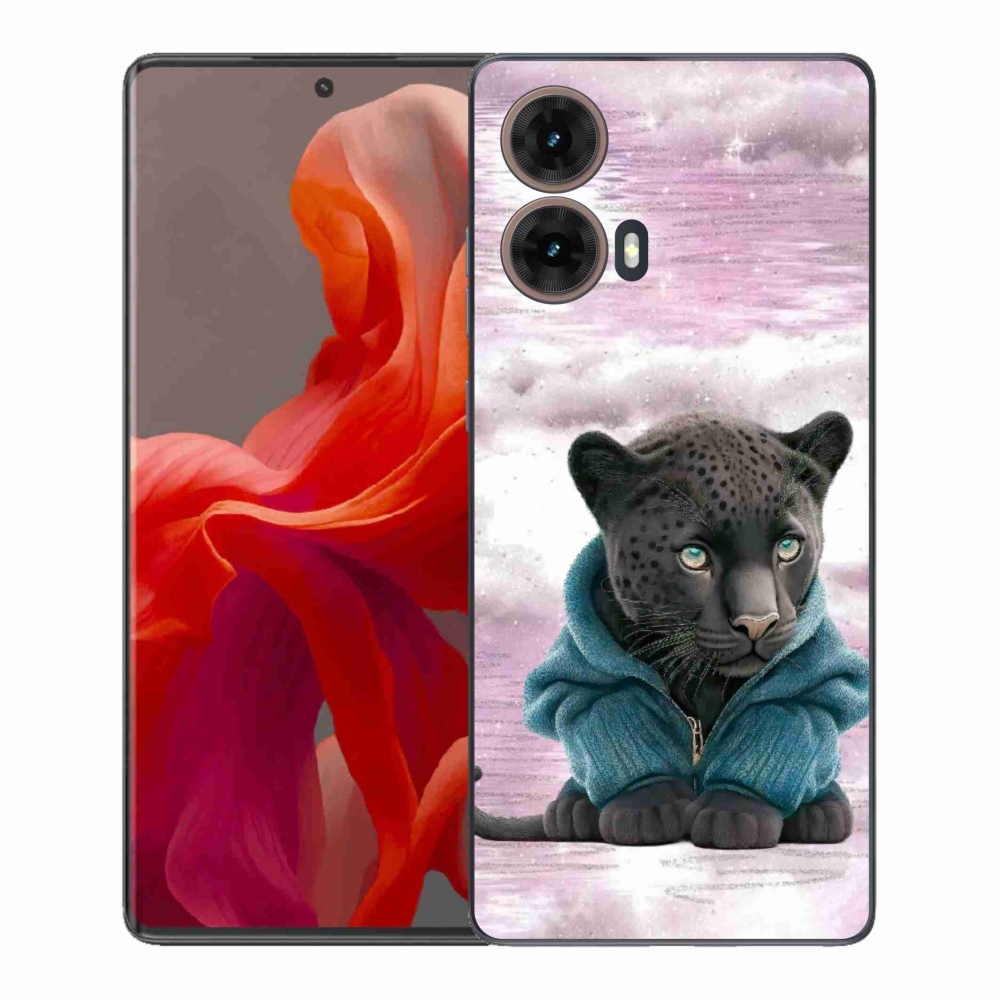 Gélový kryt mmCase na Motorola Moto G85 5G - čierny panter vo svetri