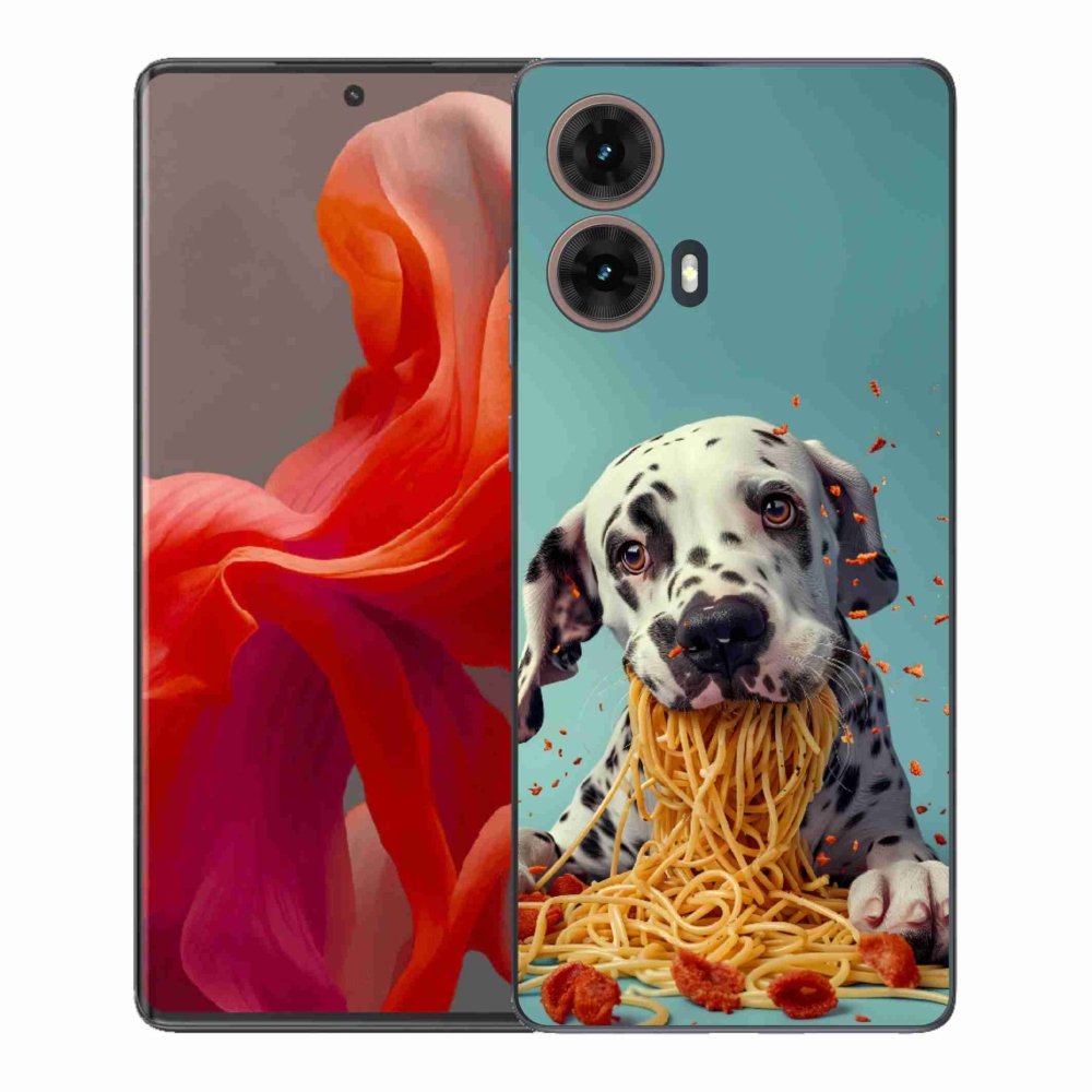 Gélový kryt mmCase na Motorola Moto G85 5G - dalmatín a špagety