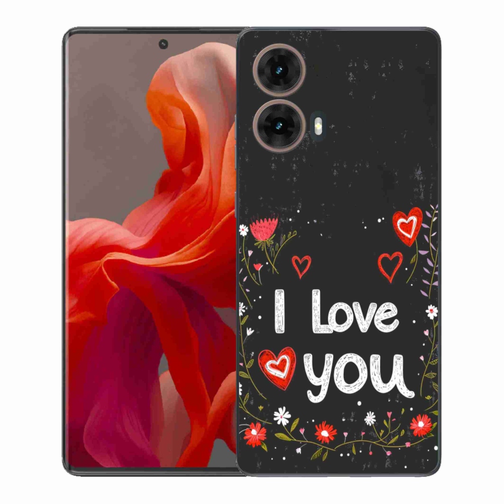 Gélový kryt mmCase na Motorola Moto G85 5G - I love you čierne pozadie