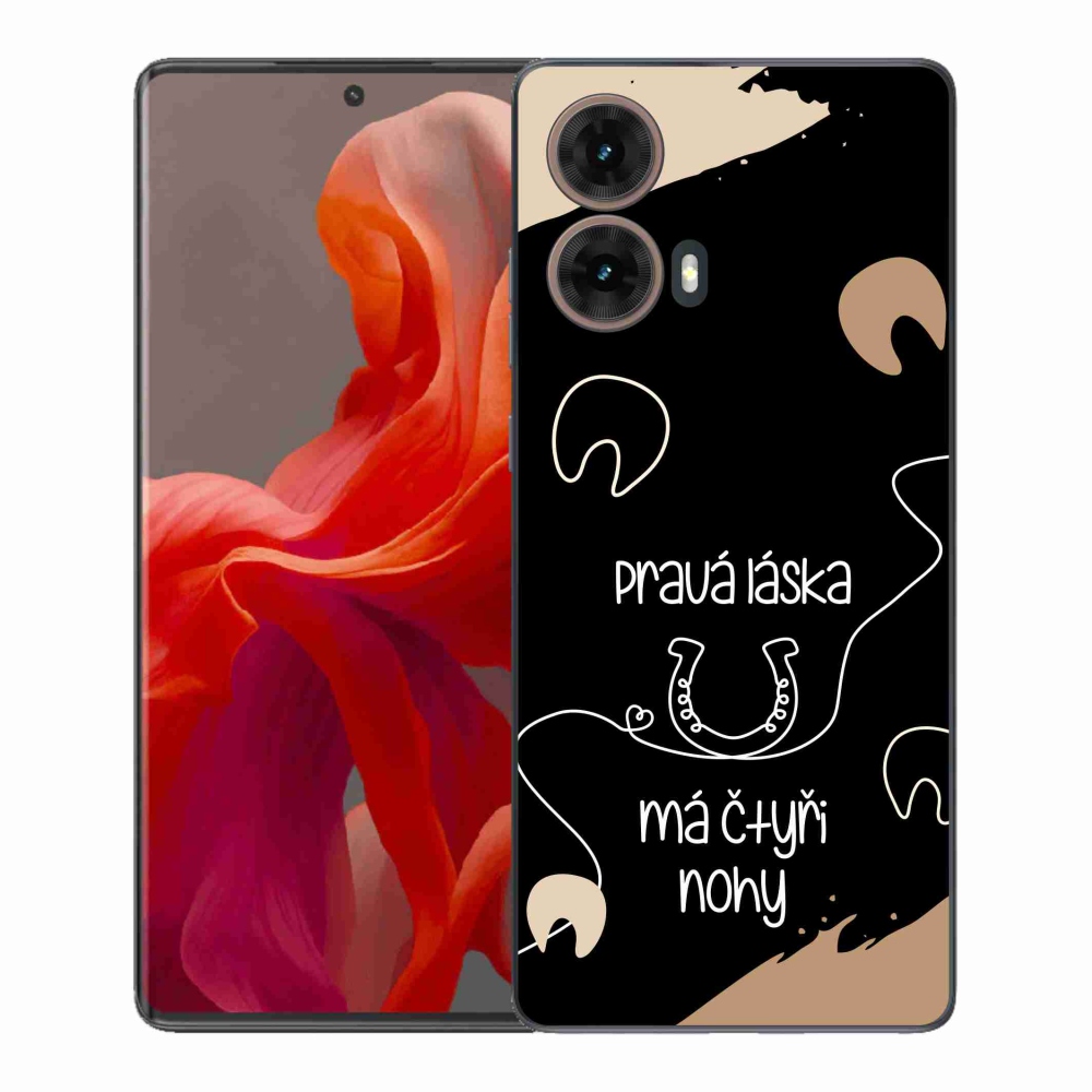 Gélový kryt mmCase na Motorola Moto G85 5G - konský motív čierne pozadie