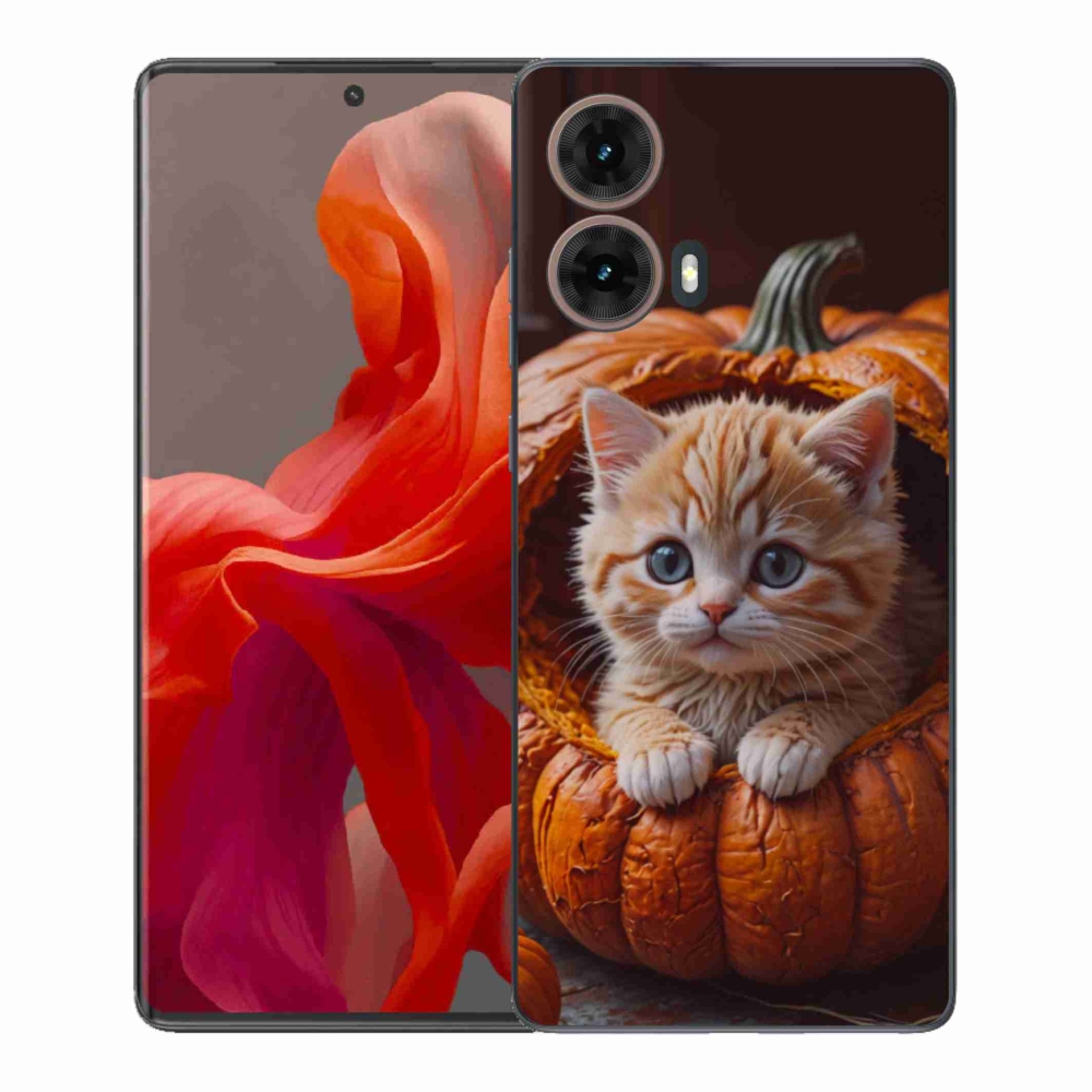 Gélový kryt mmCase na Motorola Moto G85 5G - mačiatko a tekvica 2