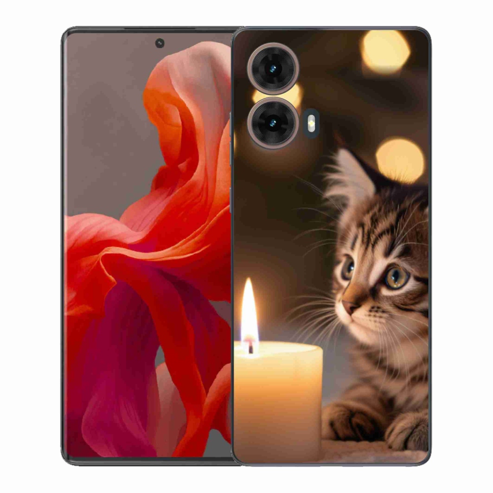 Gélový kryt mmCase na Motorola Moto G85 5G - mačiatko a sviečka