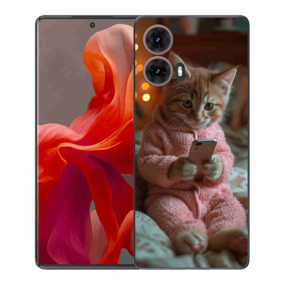 Gélový kryt mmCase na Motorola Moto G85 5G - mačiatko s mobilom