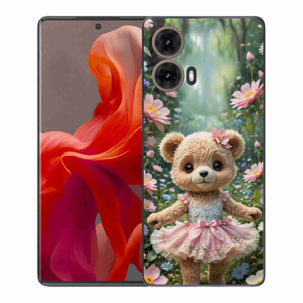 Gélový kryt mmCase na Motorola Moto G85 5G - roztomilý medvedík v kvetoch
