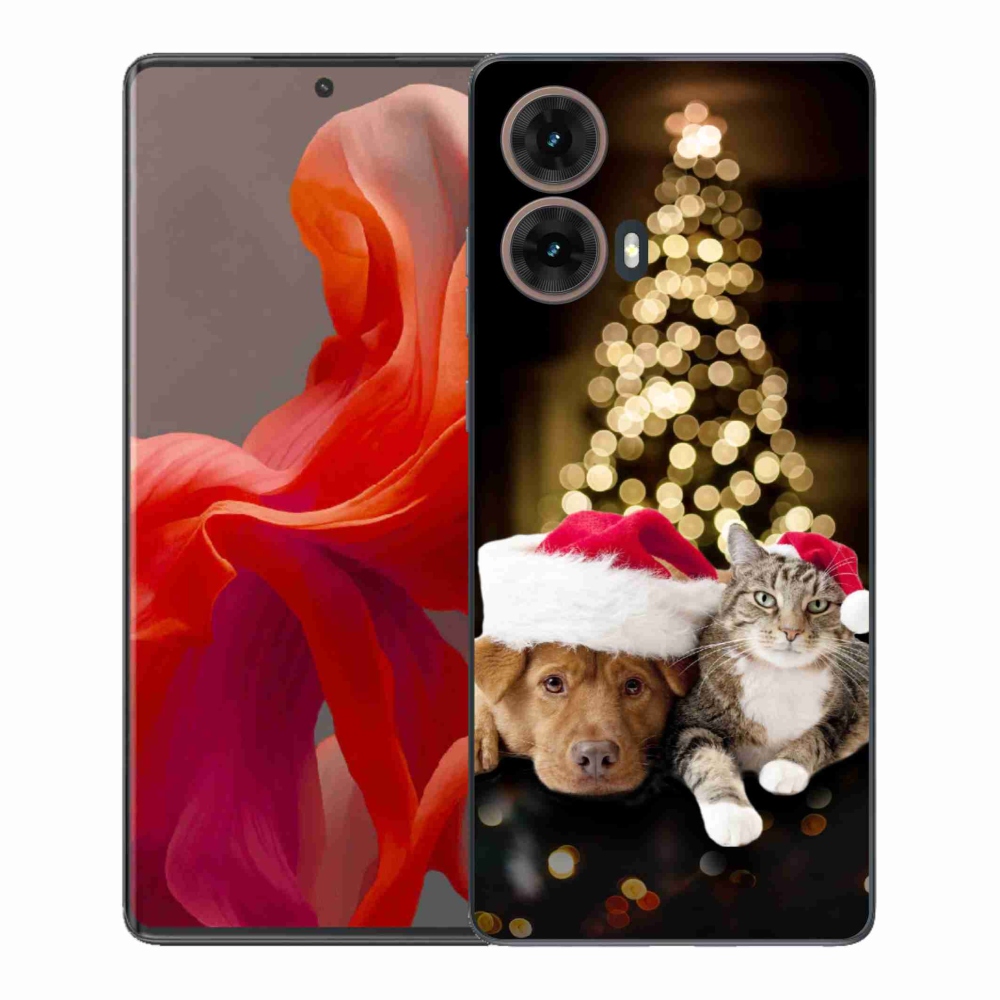 Gélový kryt mmCase na Motorola Moto G85 5G - vianočný pes a mačka