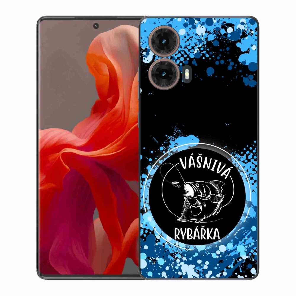 Gélový kryt mmCase na Motorola Moto G85 5G - vášnivá rybárka čierne pozadie