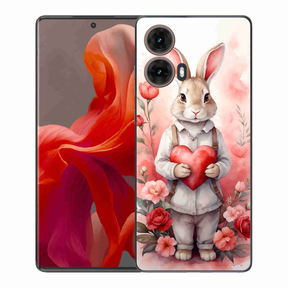 Gélový kryt mmCase na Motorola Moto G85 5G - zajac so srdiečkom