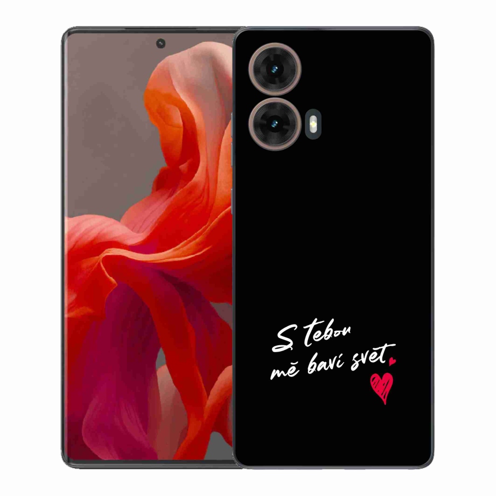 Gélový kryt mmCase na Motorola Moto G85 5G - zamilovaný text 1 čierne pozadie