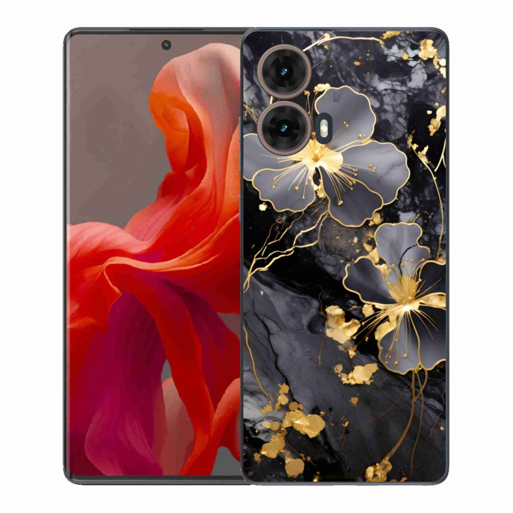Gélový kryt mmCase na Motorola Moto G85 5G - zlaté kvety