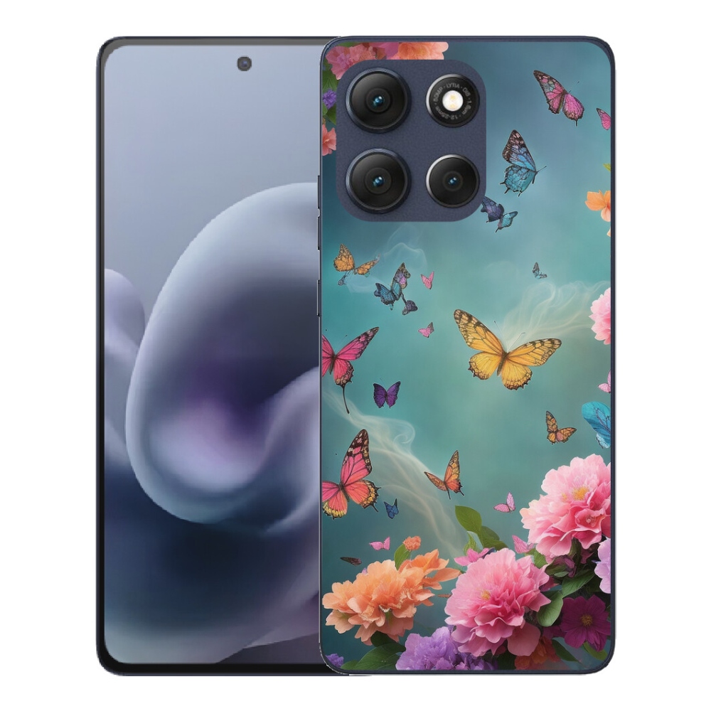 Gélový obal mmCase pre Motorola Moto G86 5G – farebné kvety a motýle